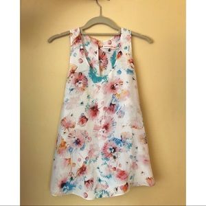 Rebecca Taylor Silk Watercolor Floral Flowy Tank